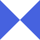 Graphic of two blue triangles, forming a bowtie shape.