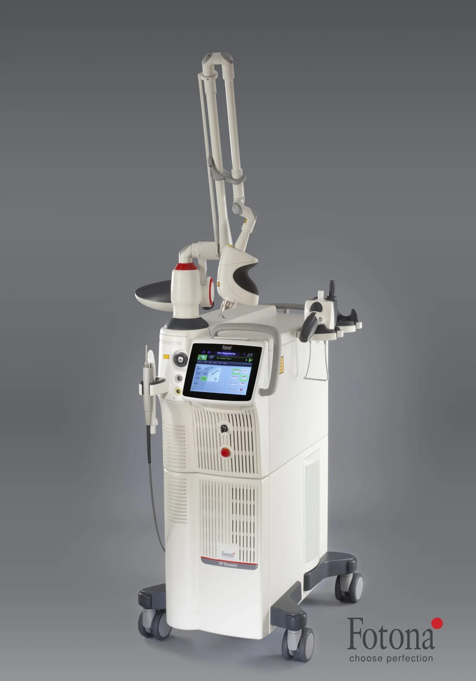 Fotona SP Dynamis laser skin resurfacing system with articulated treatment arms and touchscreen control panel