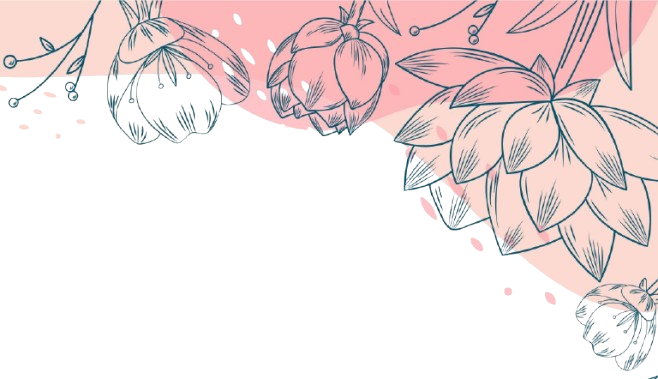 Line drawing of various hops flowers on a pink background.