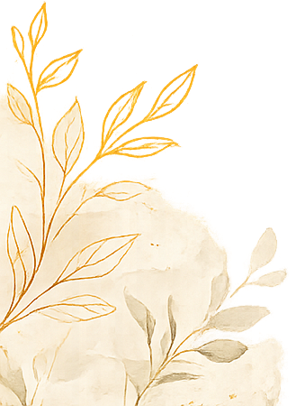 Drawing of leaves and plants with a light, abstract background