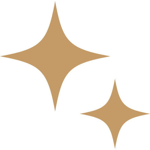 Two golden-star shapes with four points each on a black background.