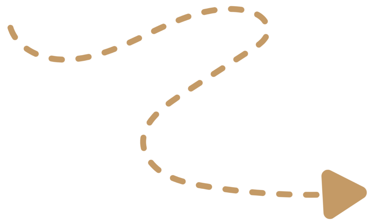 A dashed line in the shape of a looping arrow with a play button at the end.