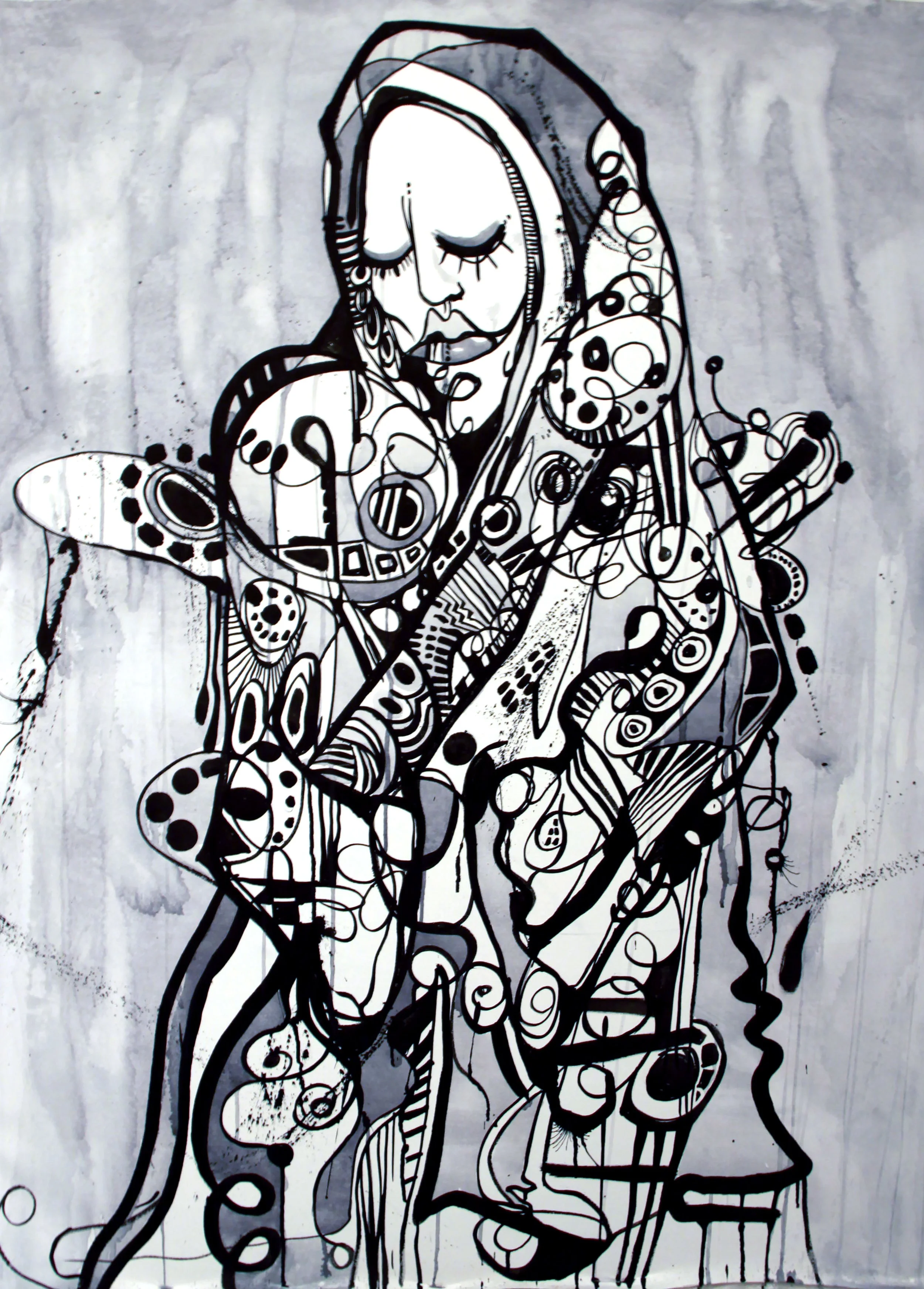 Content, 2017
ink on canvas, 5' x 3'

sold