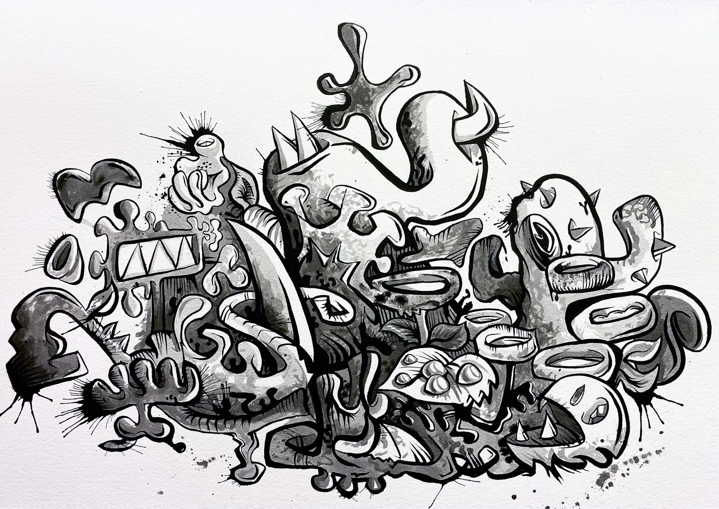 Plop, 2022
ink on watercolor paper, 22" x 30"

sold