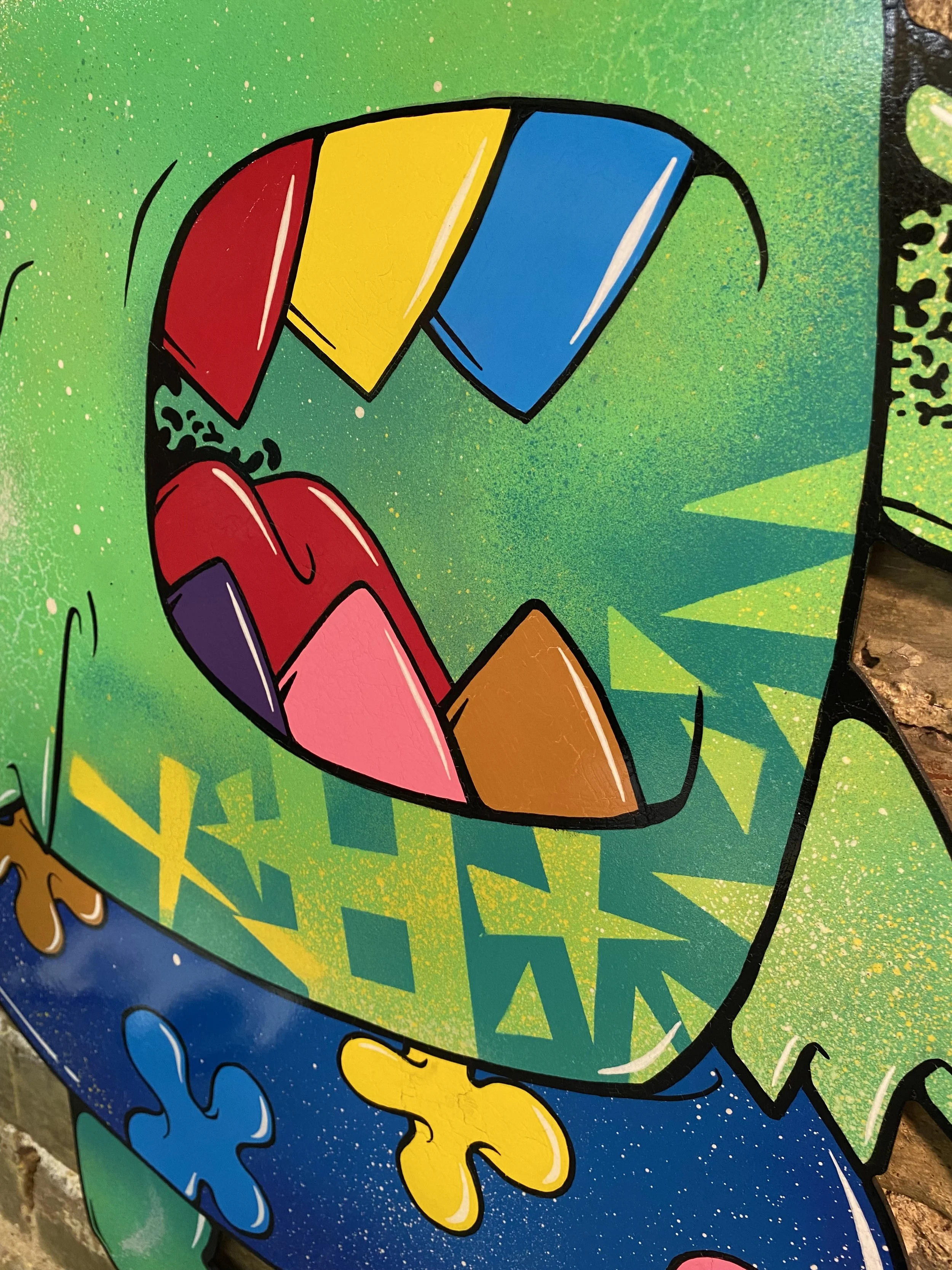 Goomotto, 2023
mixed media on di-bond, 36" x 23"
(detail shot)
unavailable