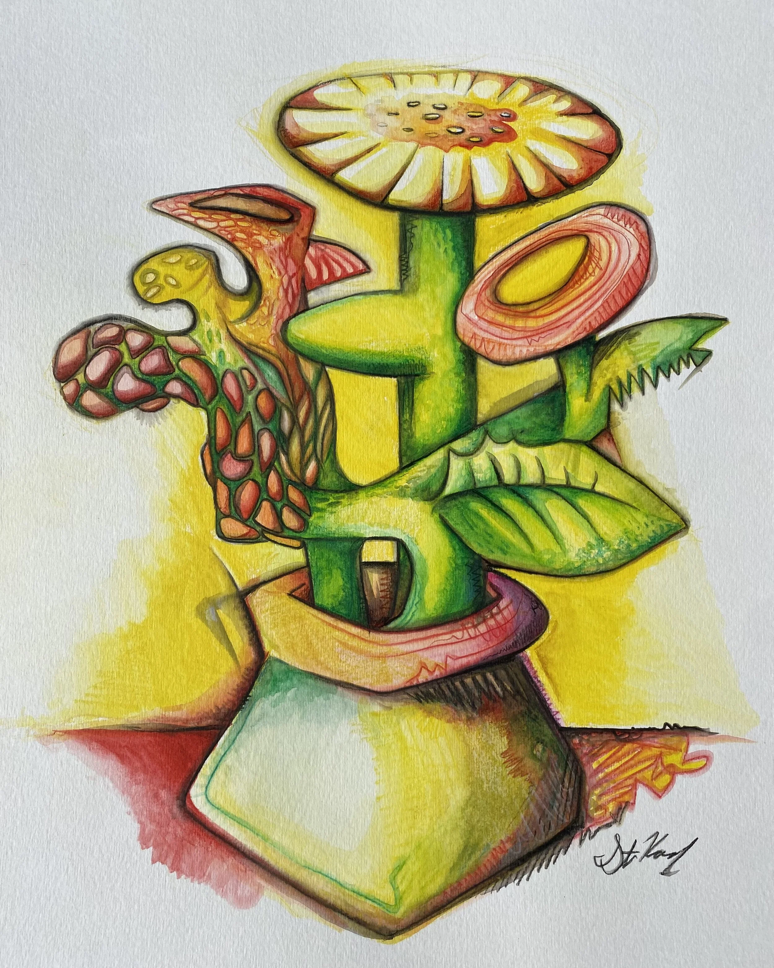 Full Bloom, 2025
ink colored pencil on watercolor paper, 20" x 15" 

sold