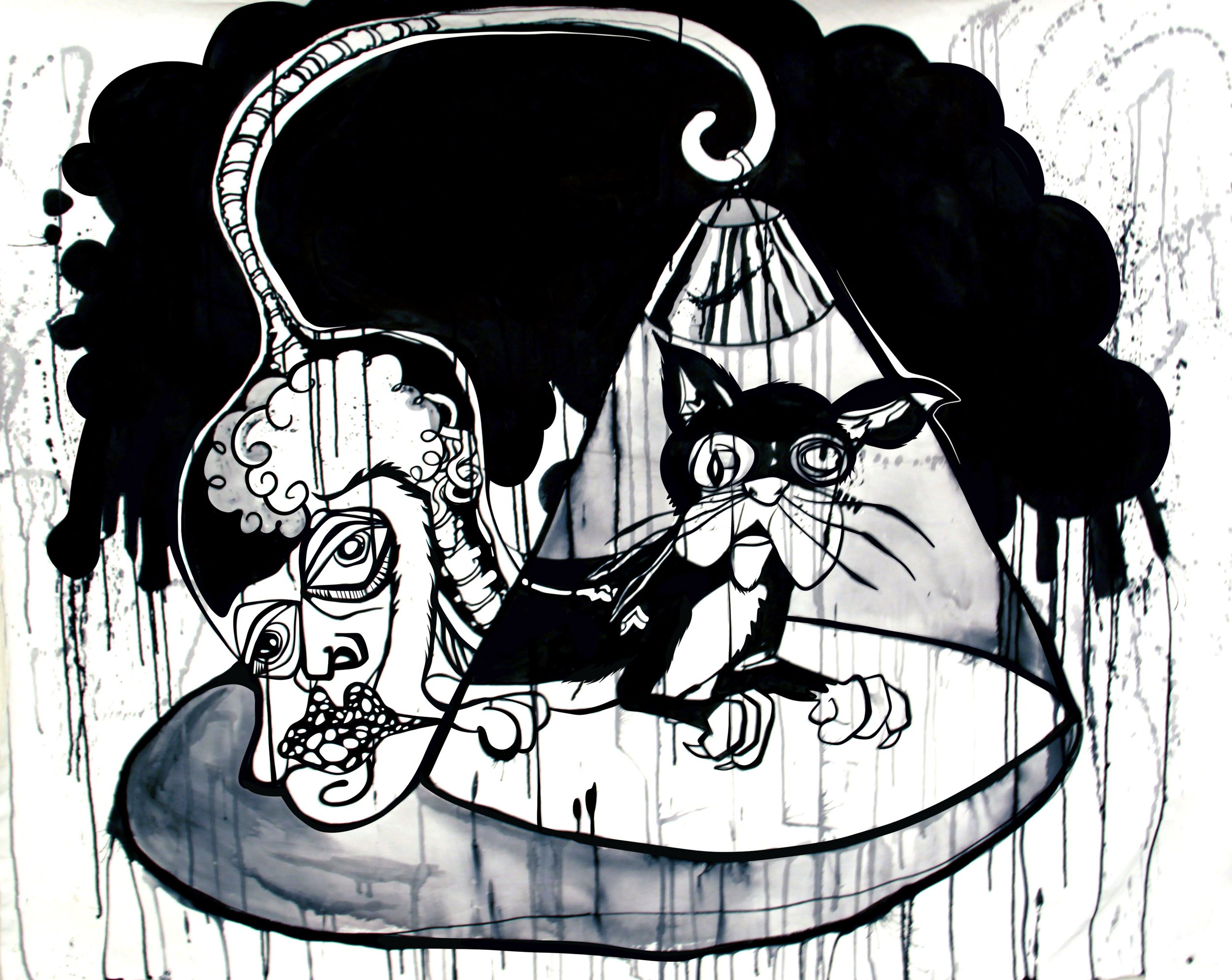 Cat Nap, 2017
ink on canvas, 3' x 5'