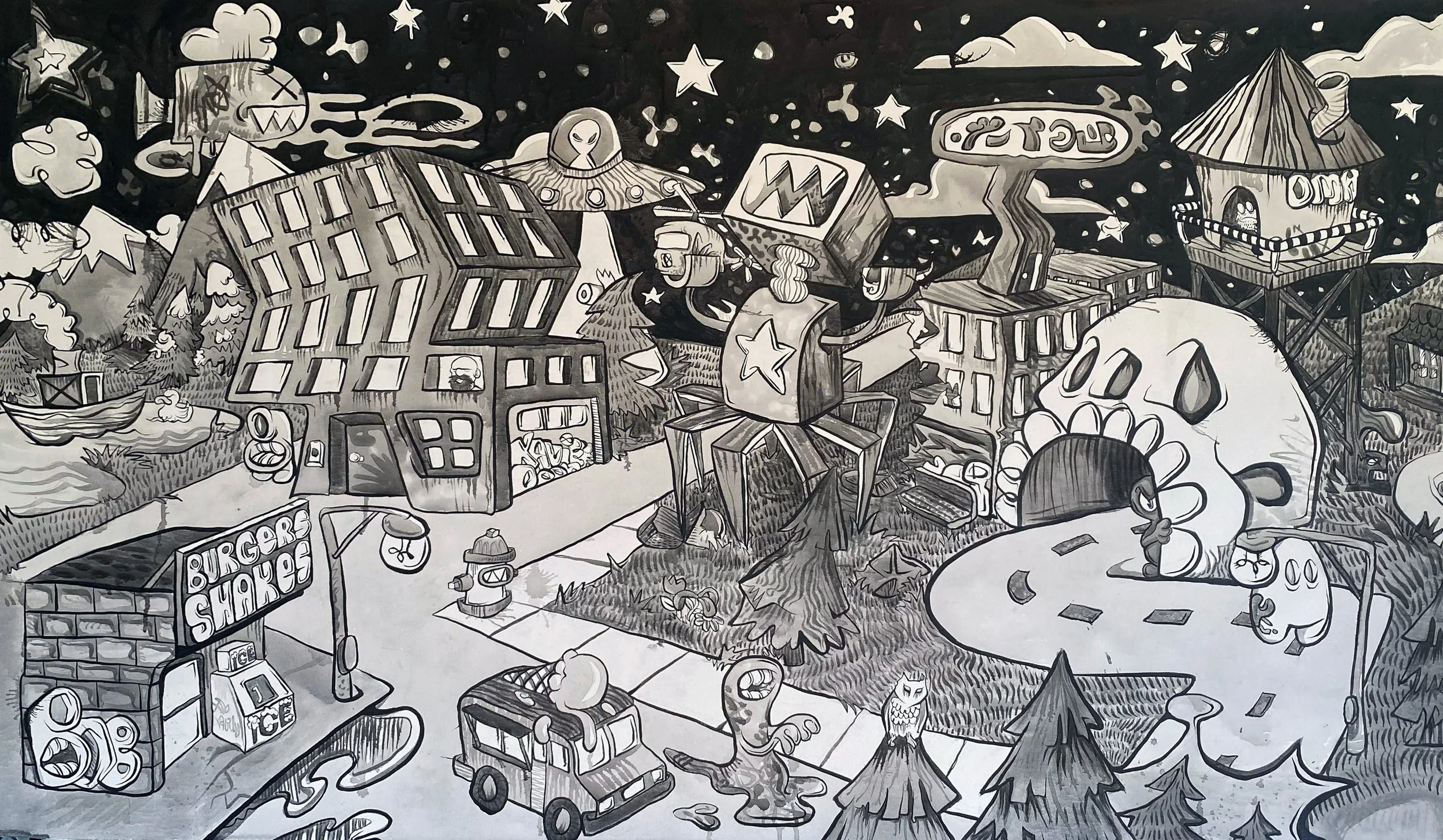 Night Life, 2022
ink on canvas, 32" x 64"

$1,200