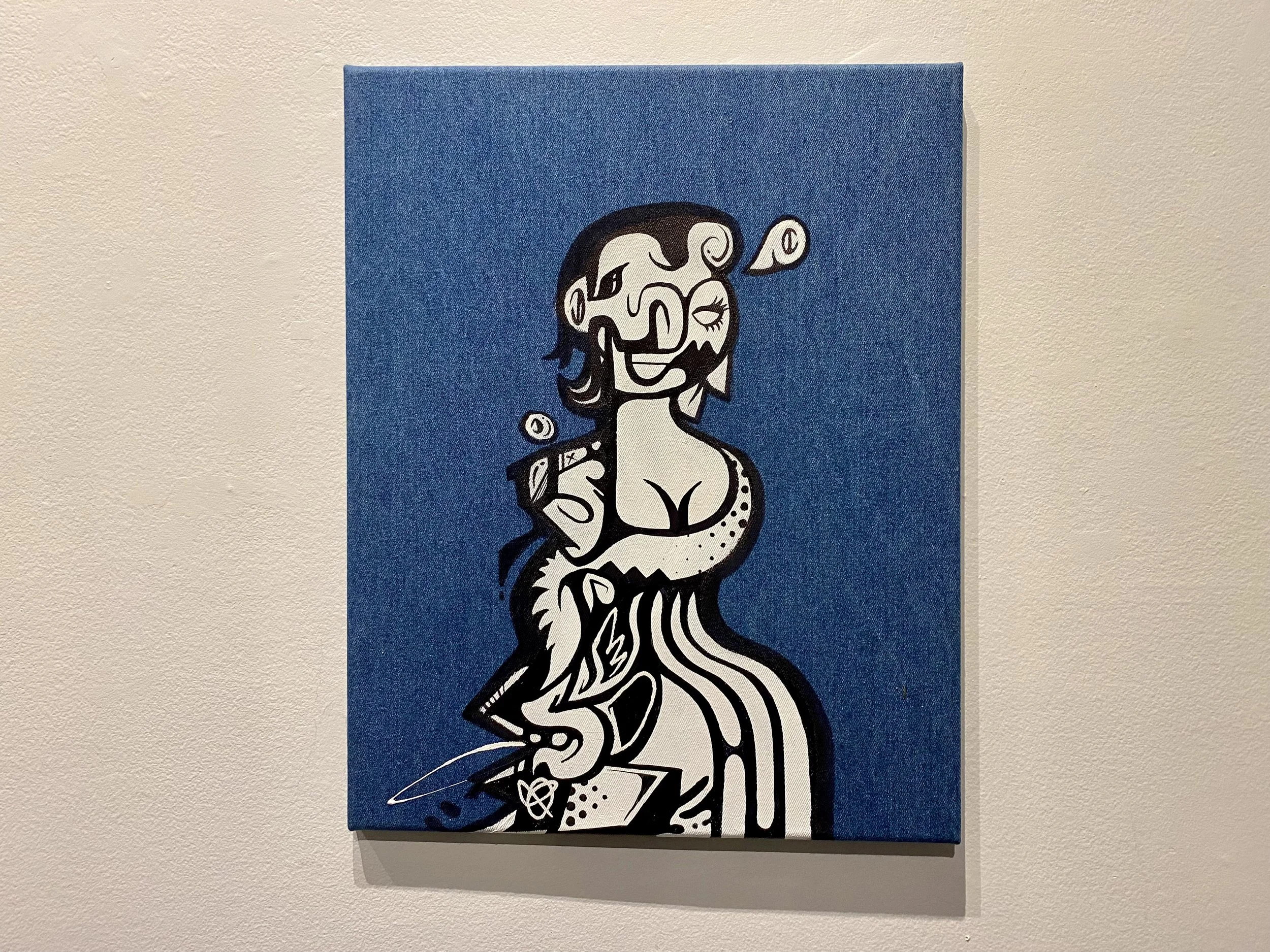 Gurl, 2022
acrylic on denim, 18" x 12"