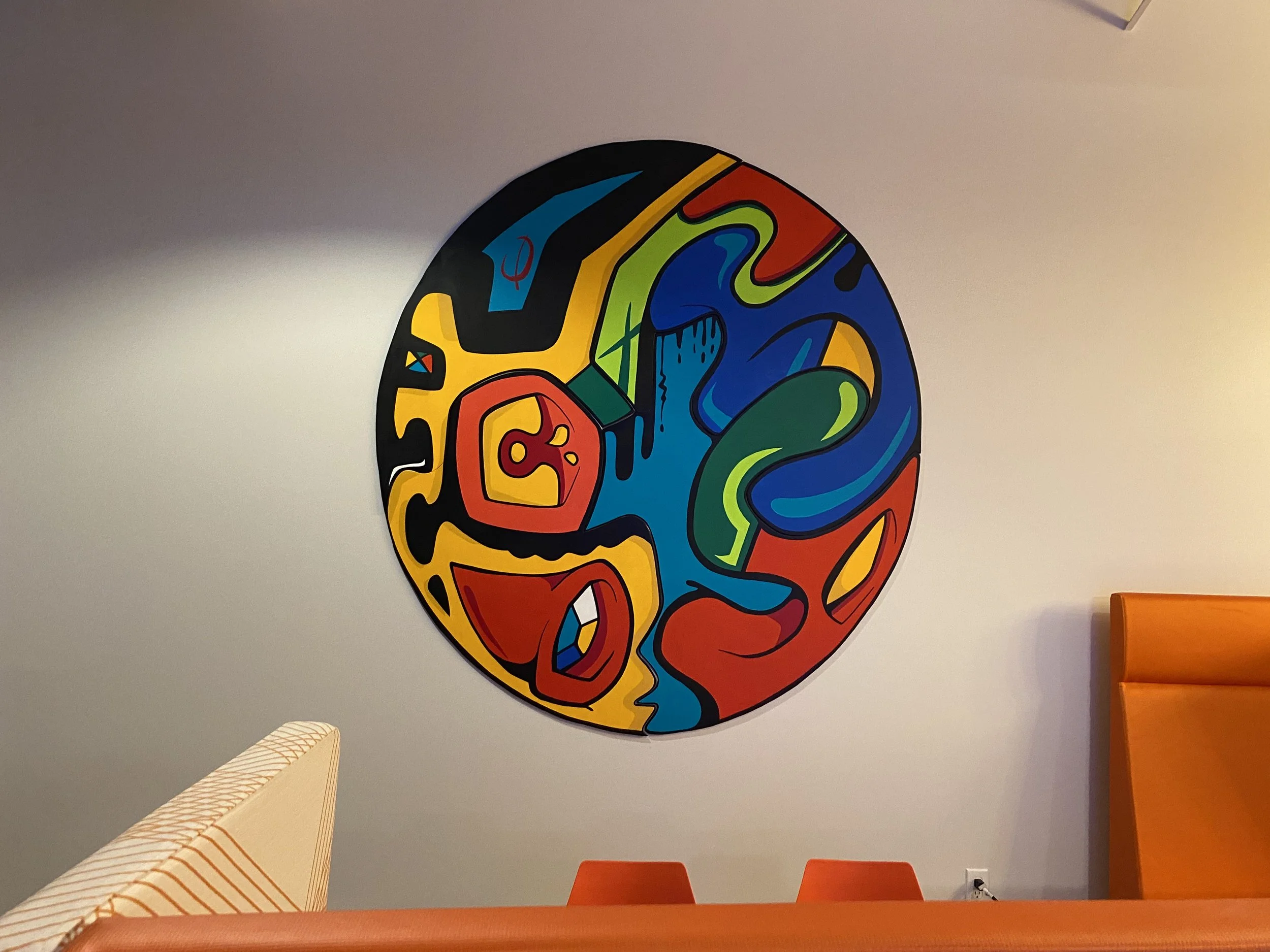 Shaped painting installation for Maxum Group LLC in Omaha, NE, 2022
acrylic on wood, 100" x 96"

sold