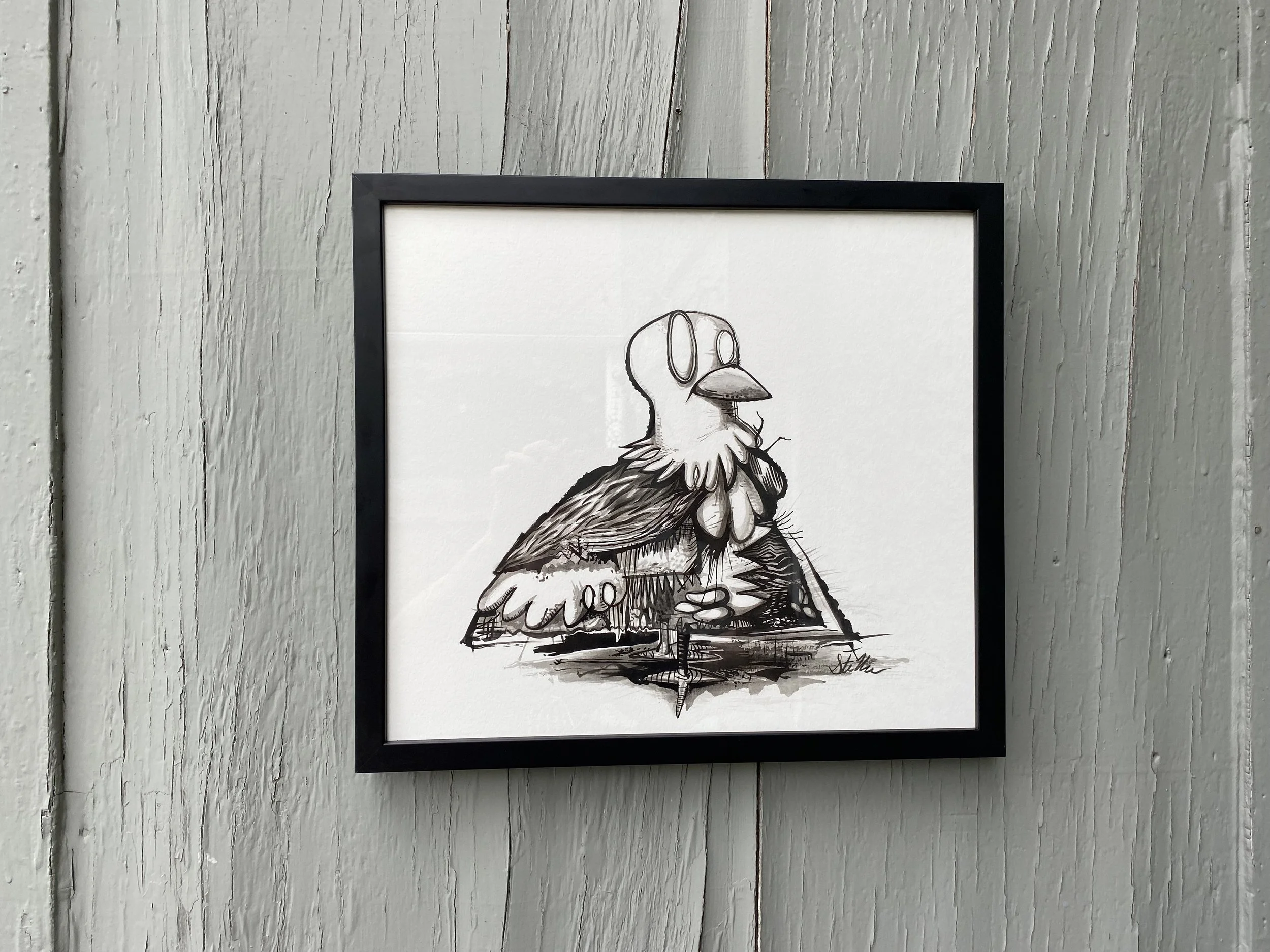 Pigeon 1, 2025
ink on watercolor paper, 15" x 15"

sold