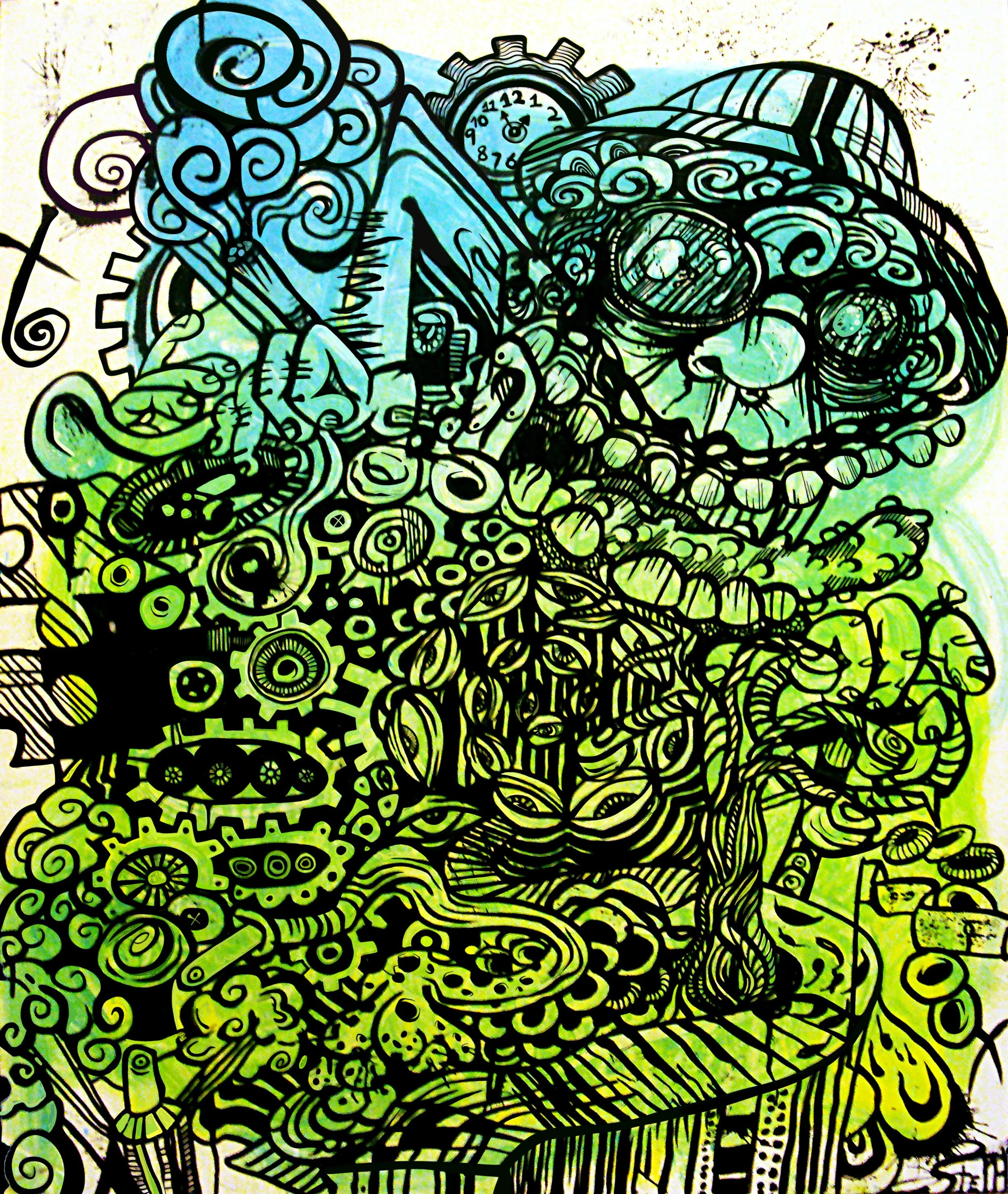 Lady Driving, 2016
ink on paper, 24" x 18"