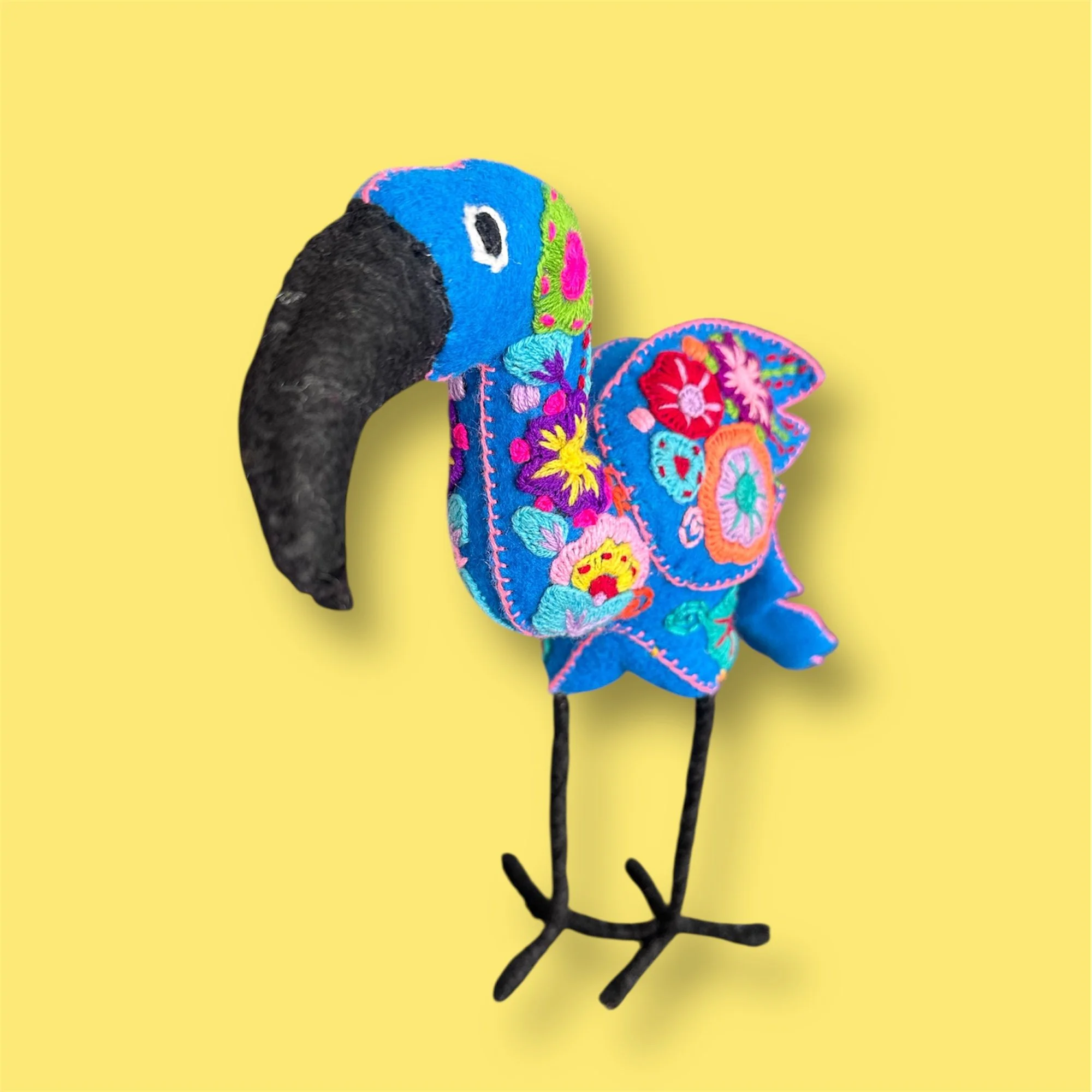 Embroidered Flamingo Plushie - Blue