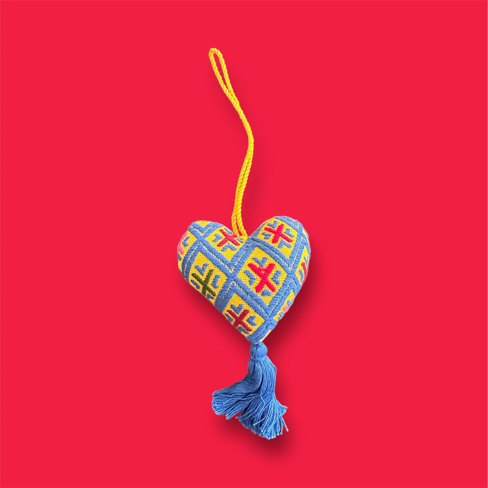 Yellow Woven Heart Ornament (Small)