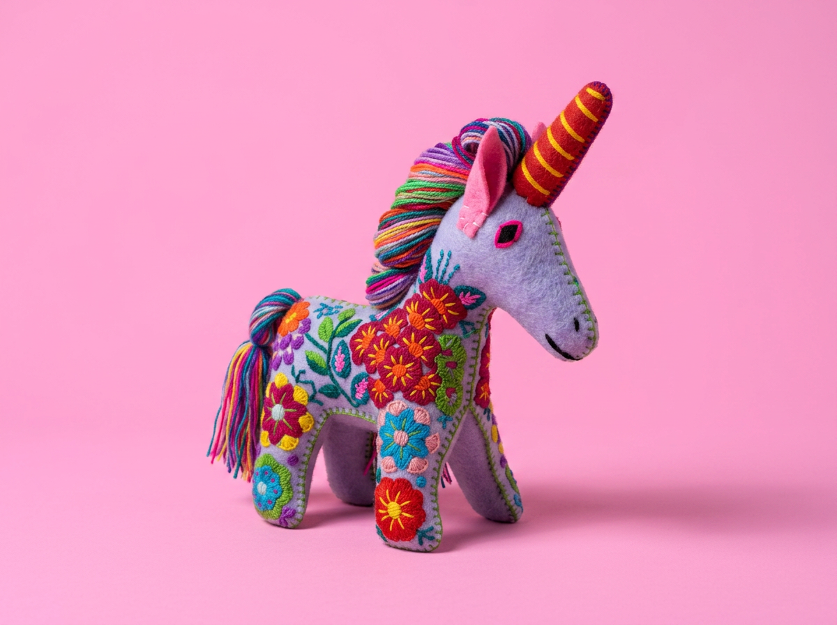 Hand-Embroidered Unicorn Soft Toy