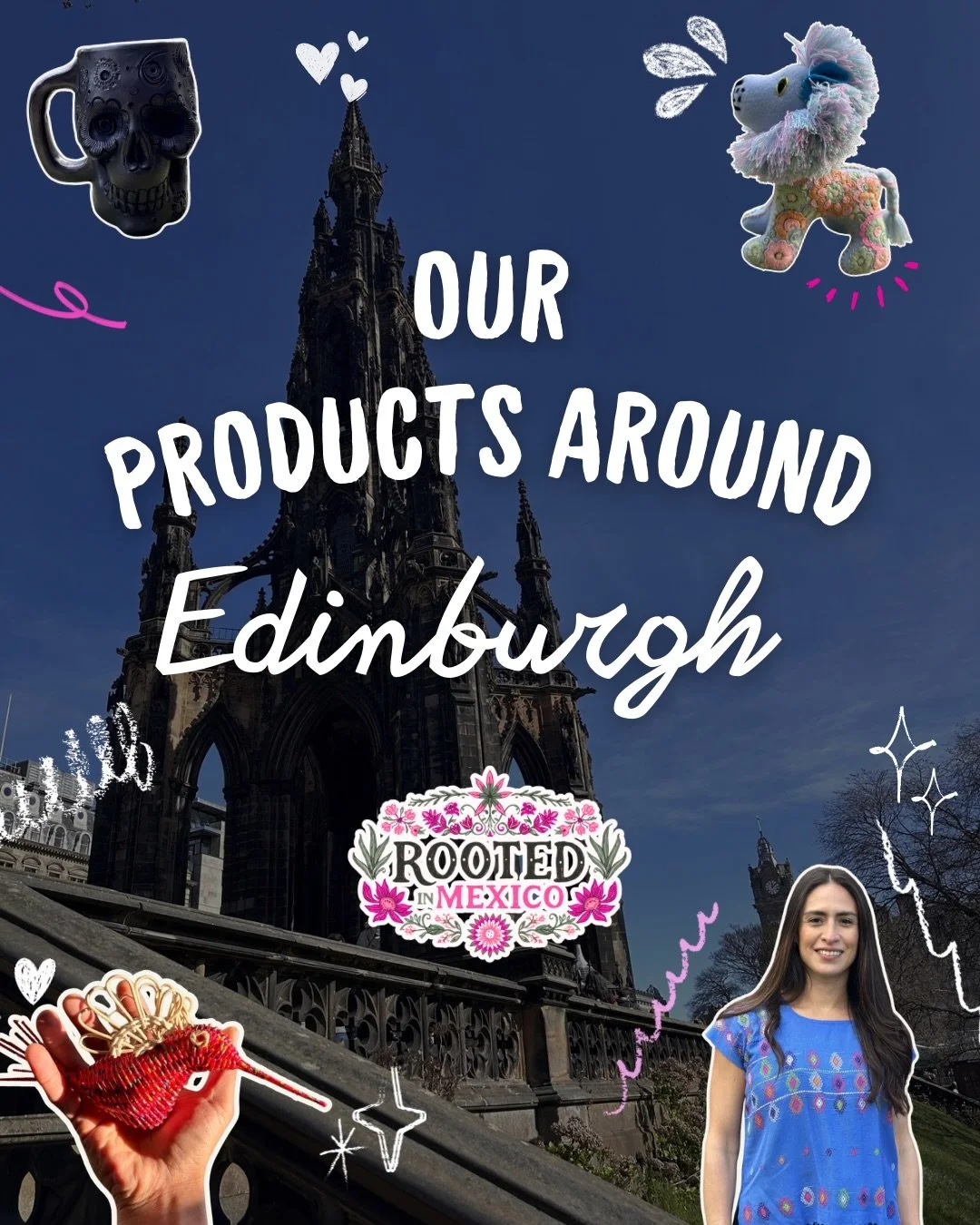 Our products around Edinburgh &mdash; pt. 2

From Mexico to Edinburgh ♡

Pieces made by hand, each one carrying a story.

Get to know them a little closer.

Rooted in Mexico.