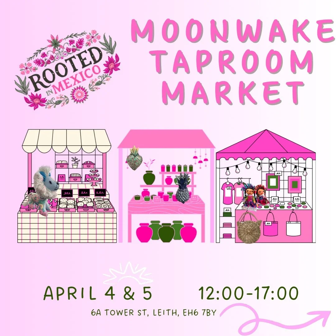 This weekend, you&rsquo;ll find us at Moonwake Taproom Market. 

Bringing a few special pieces, each one made by hand and full of story &mdash; from Mexico to Edinburgh.

We&rsquo;d love to see you there ♡

Rooted in Mexico.