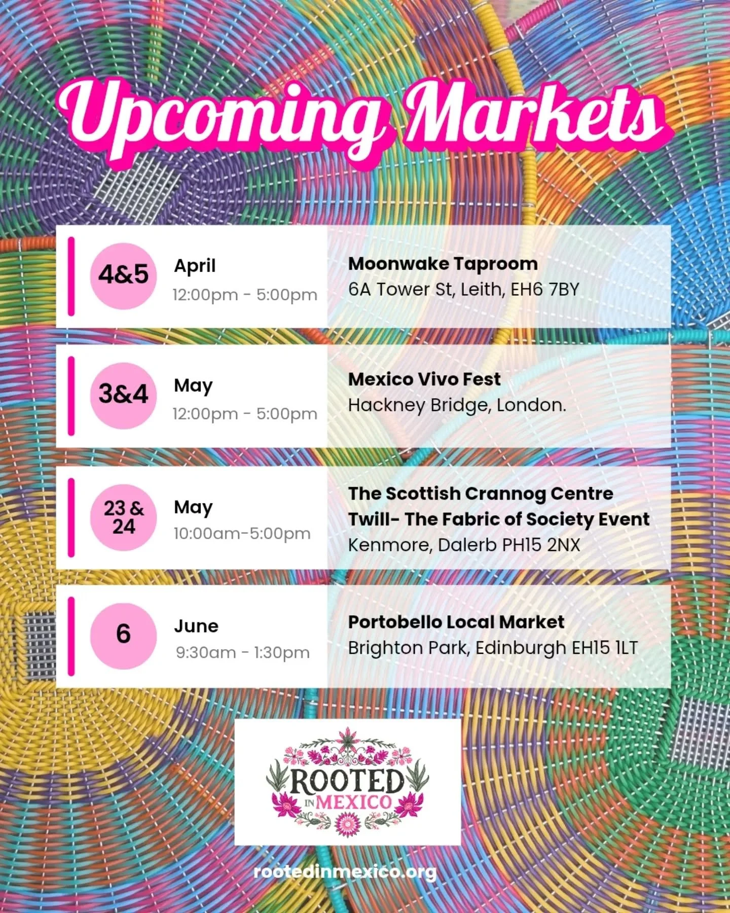 Where to find us in the next few months 🎉 some exciting markets and events coming soon!