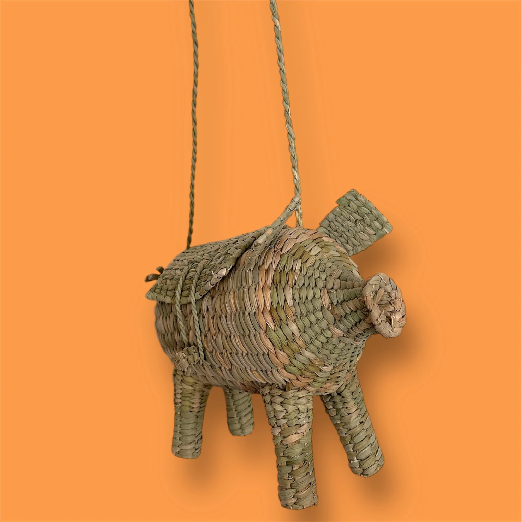 Handwoven Chuspata Puerquito Bag – Michoacán, Mexico | Artisan Reed Animal Bag