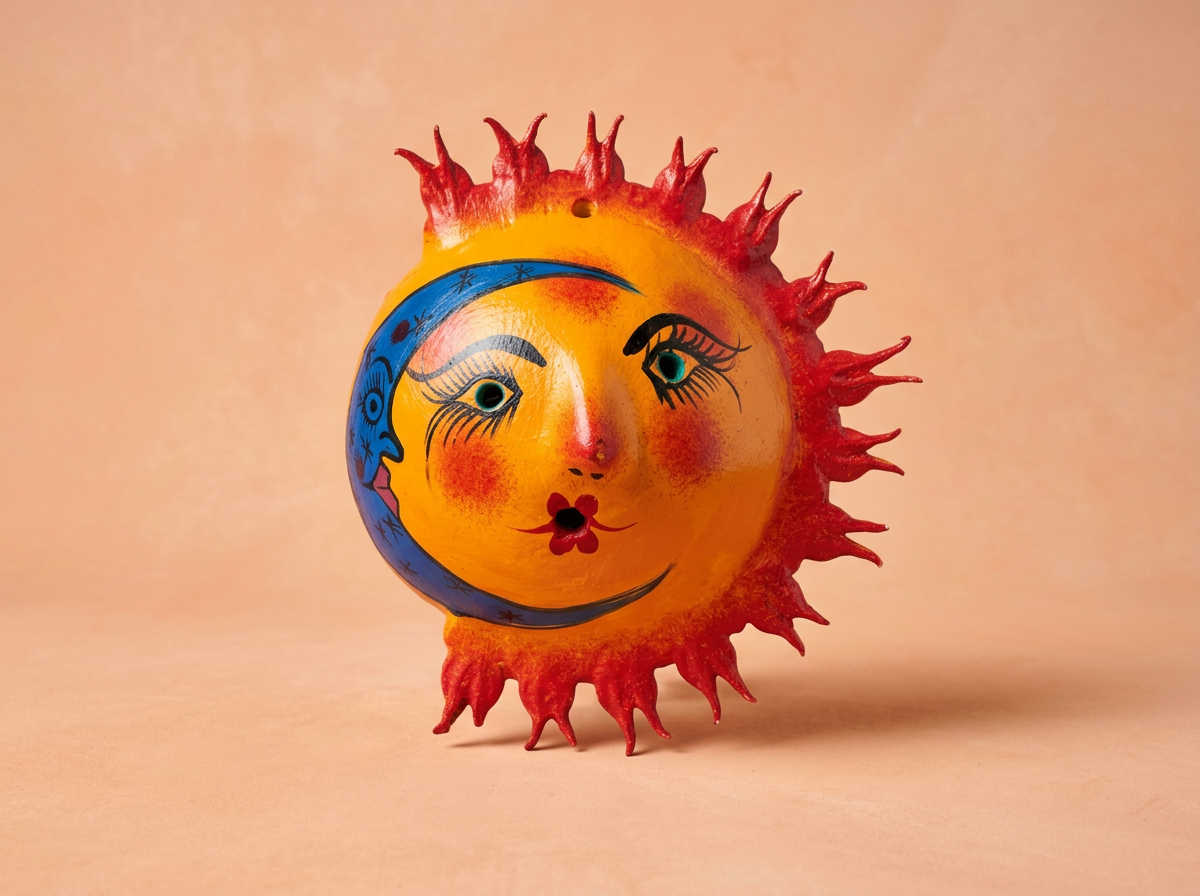 Hand-Carved Sun and Moon Mask
