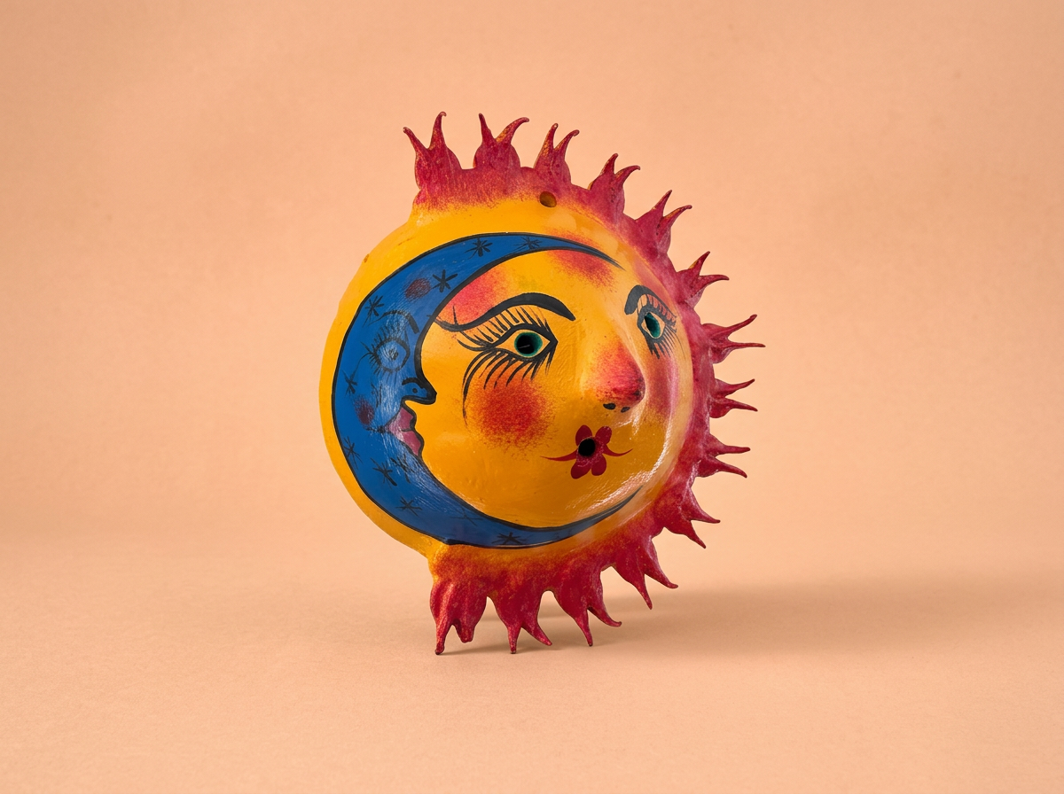 Hand-Carved Sun and Moon Mask