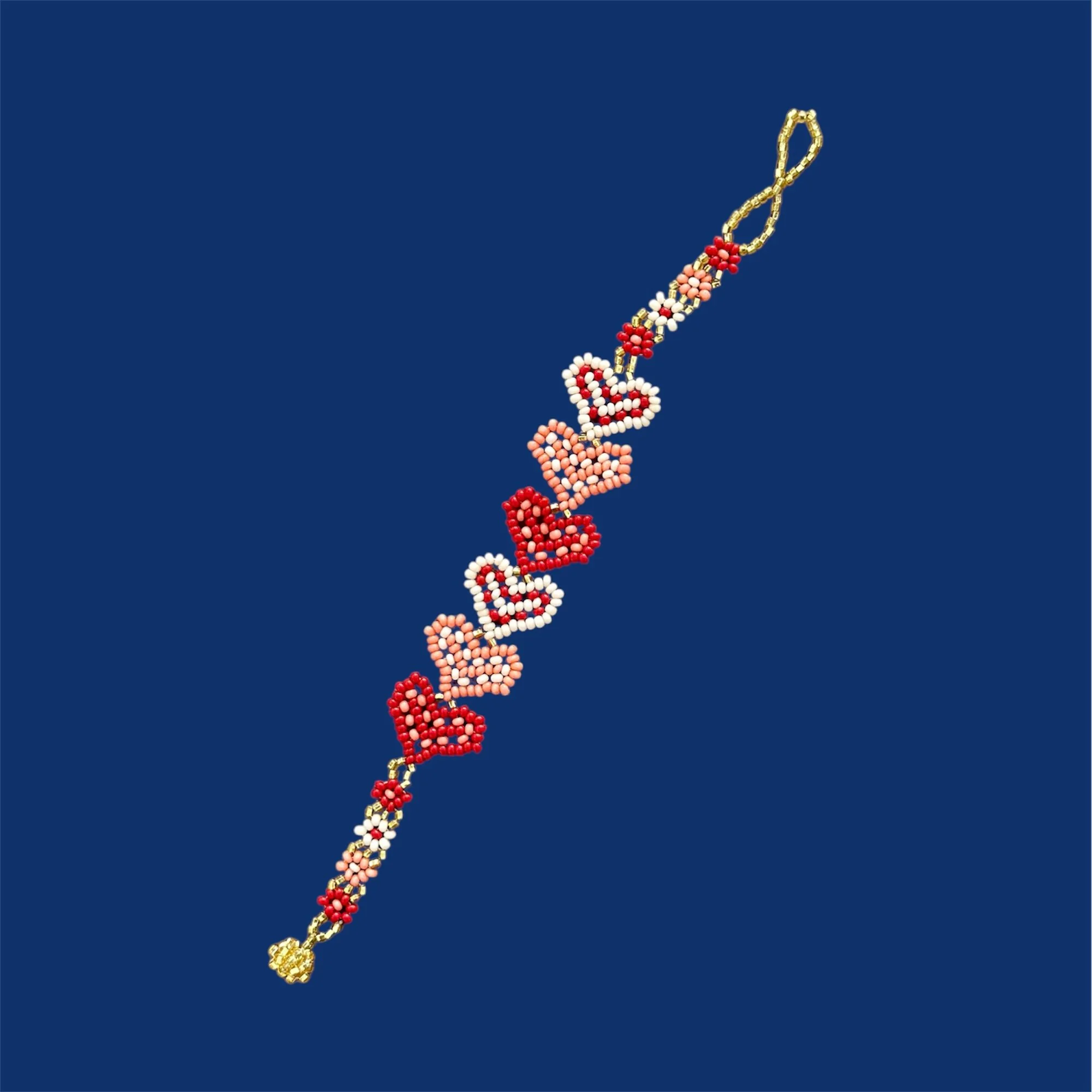 Red Beaded Heart Bracelet