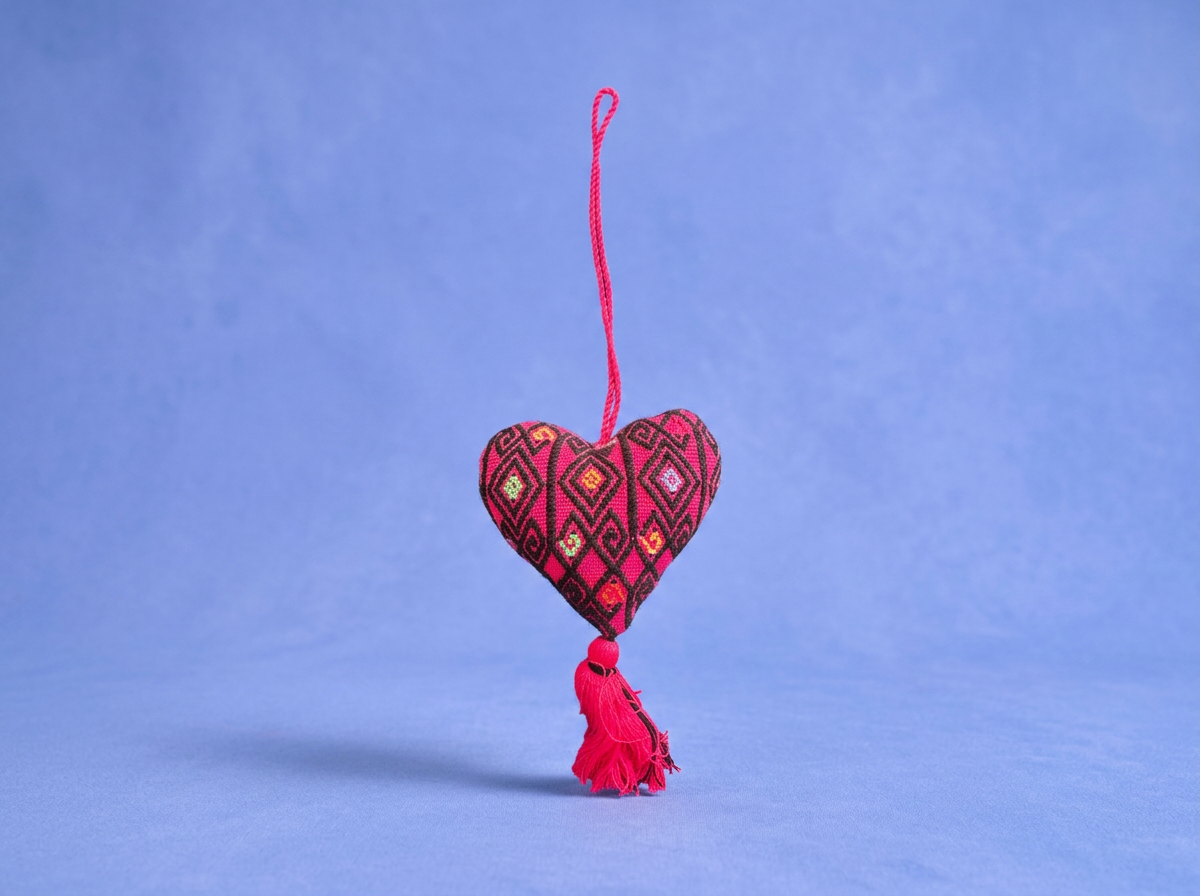 Pink Woven Heart Ornament (Small)