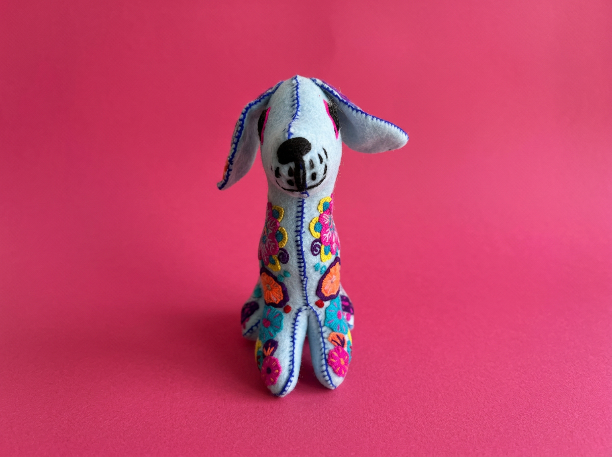 Hand-Embroidered Dog Soft Toy | Made in Chiapas, Mexico | Rooted in Mexico