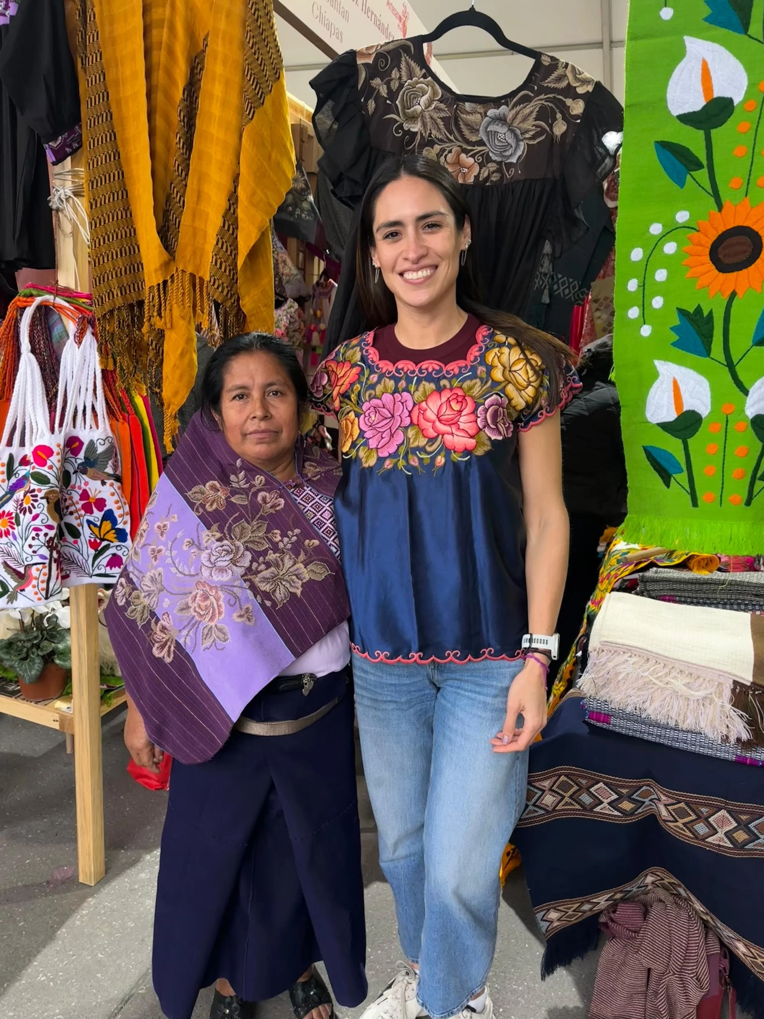 Pascuala artisan with Carla, co-founder of Rooted in Mexico