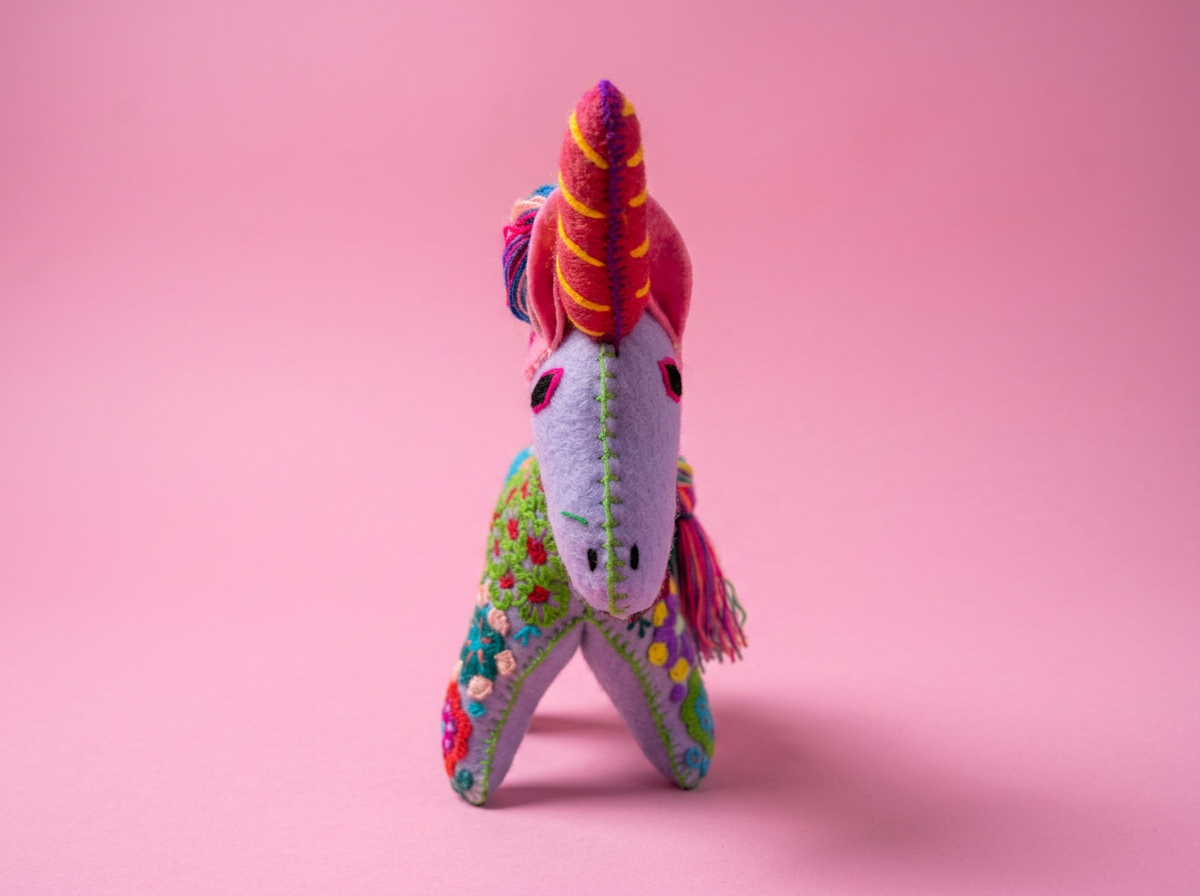 Hand-Embroidered Light Purple Unicorn Soft Toy  – Made in Mexico | Rooted in Mexico