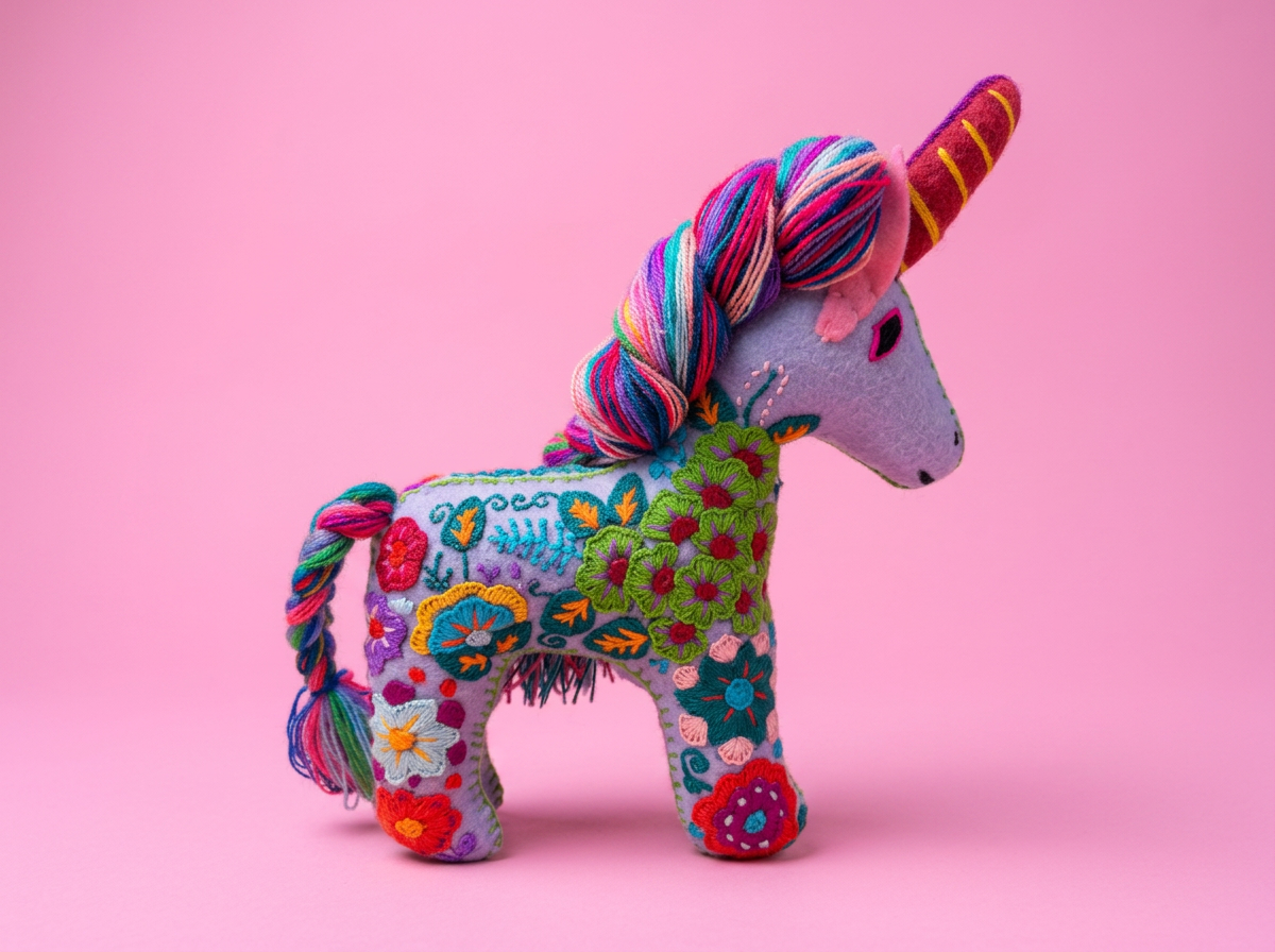 Hand-Embroidered Light Purple Unicorn Soft Toy  – Made in Mexico | Rooted in Mexico