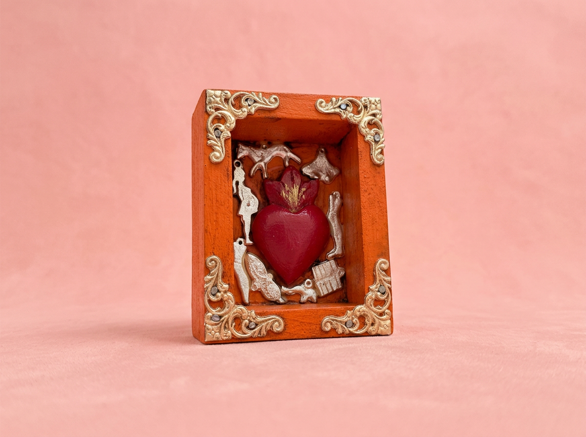 Nicho Corazón with Milagritos – Handcrafted Folk Art from Guanajuato, Mexico