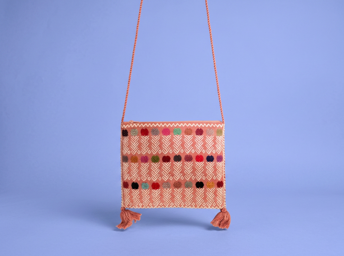 Chiapas Loom-Woven Crossbody Bag (Pink)