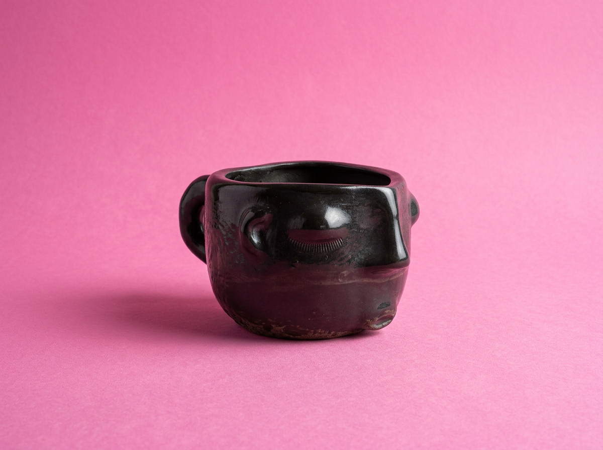 Handcrafted Barro Negro Heart-shaped Carita Mug | Oaxacan Black Clay