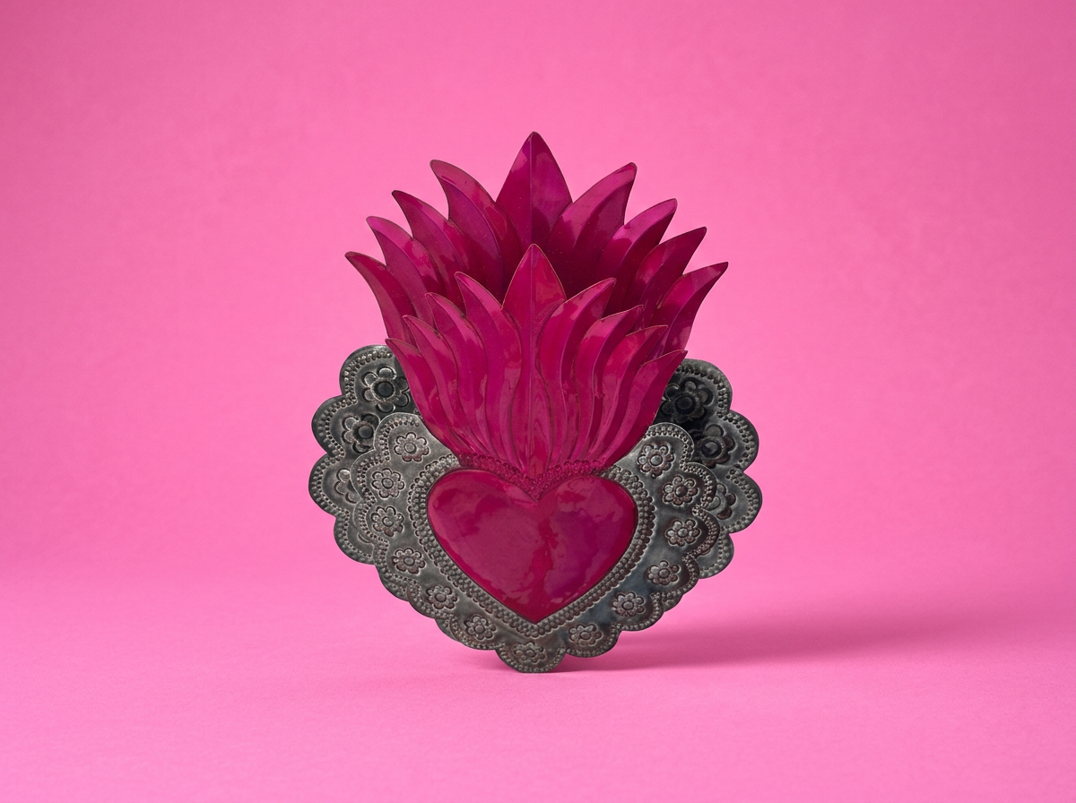 Hand-Punched Tin Sacred Heart | Mexican Folk Art | Oaxaca, Mexico | Rooted in Mexico