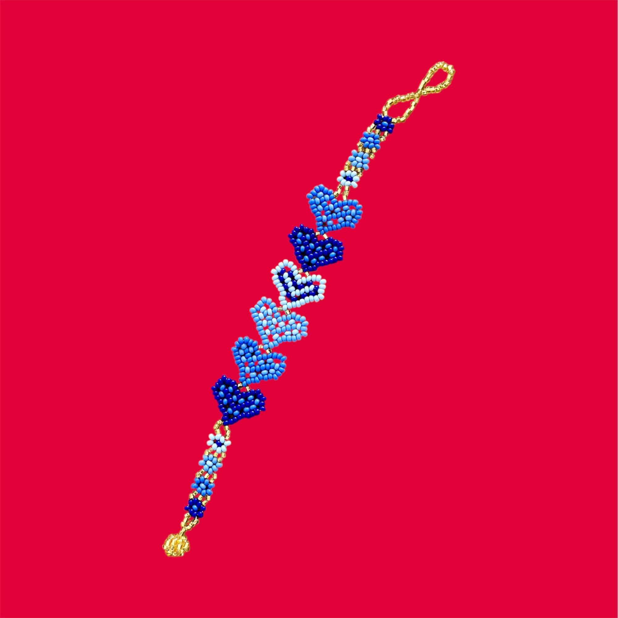 Blue Beaded Heart Bracelet