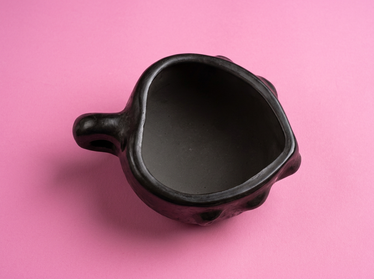 Handcrafted Barro Negro Heart-shaped Carita Mug | Oaxacan Black Clay