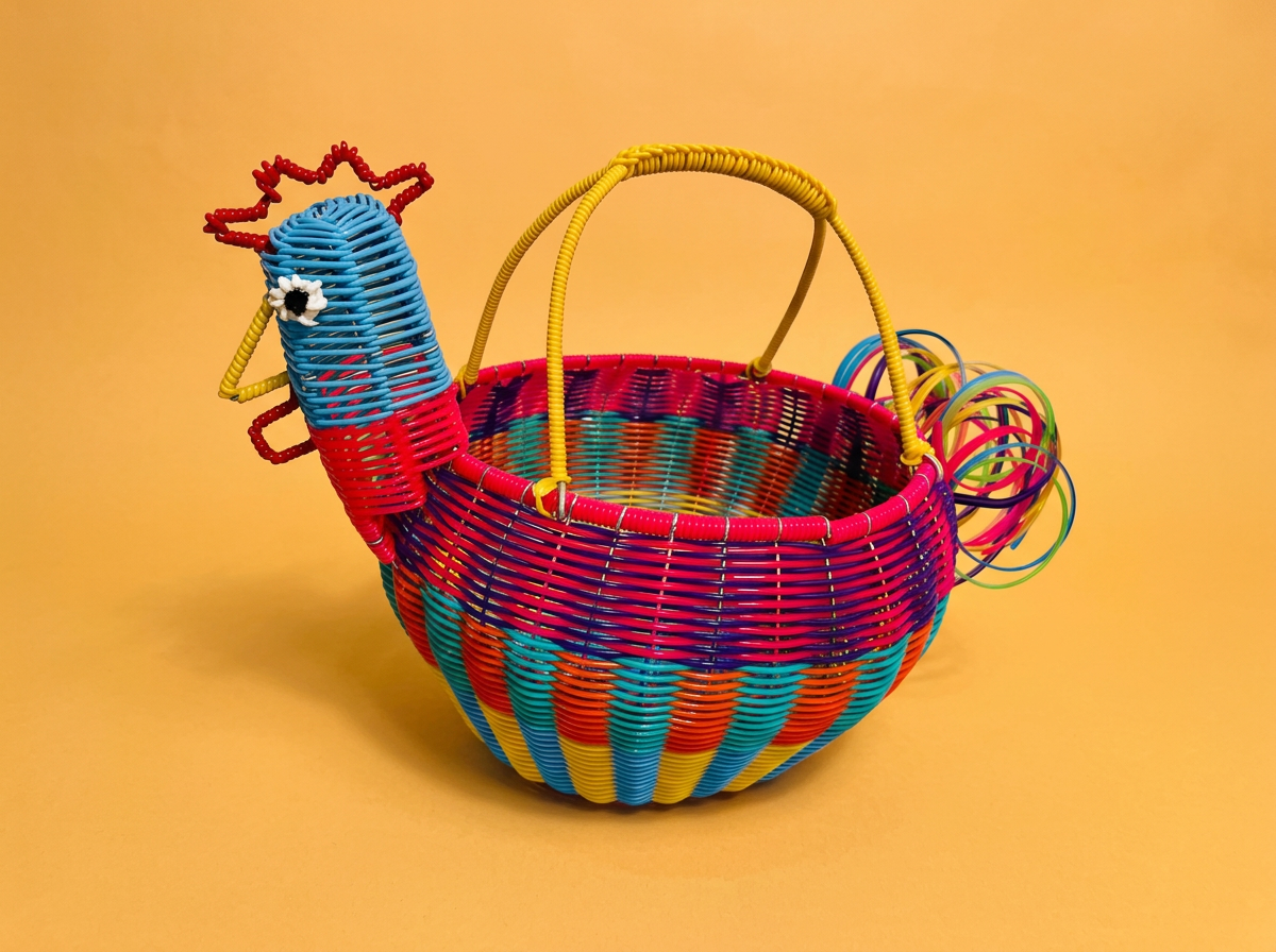 Handwoven Hen Egg Holder – Multicolour (Large)