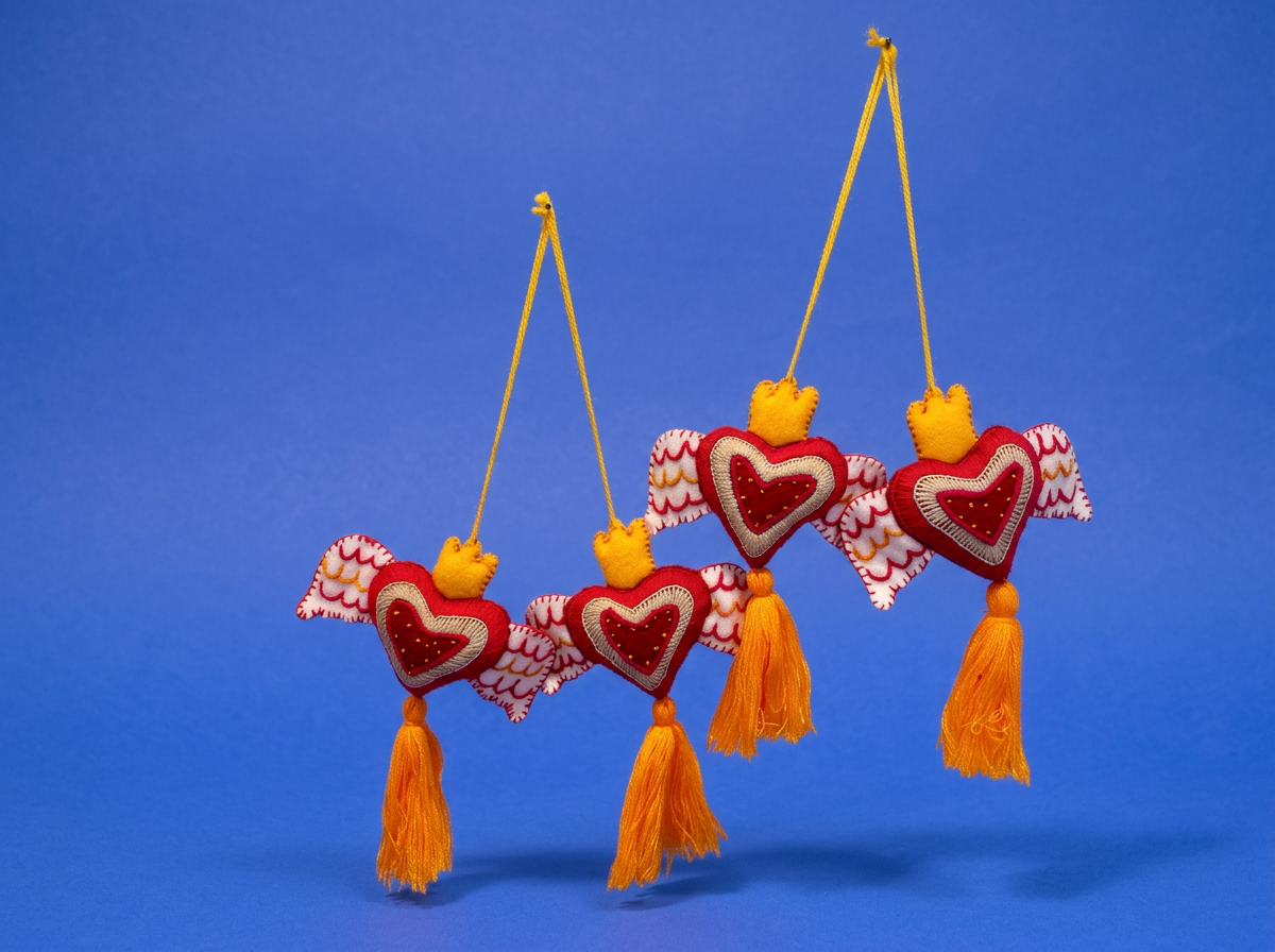 Winged Heart Embroidered Charms