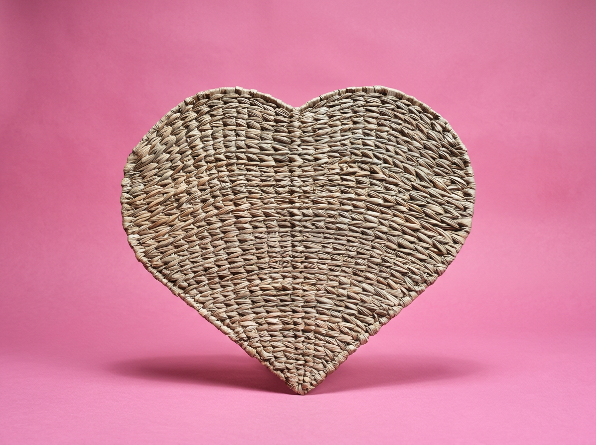 Mexican Handwoven Chuspata Heart Tray | Natural Fibers | Michoacan, Mexico | Rooted in Mexico