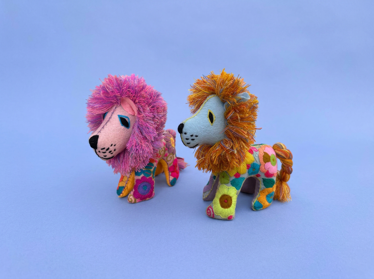 Hand-Embroidered Lion Soft Toy