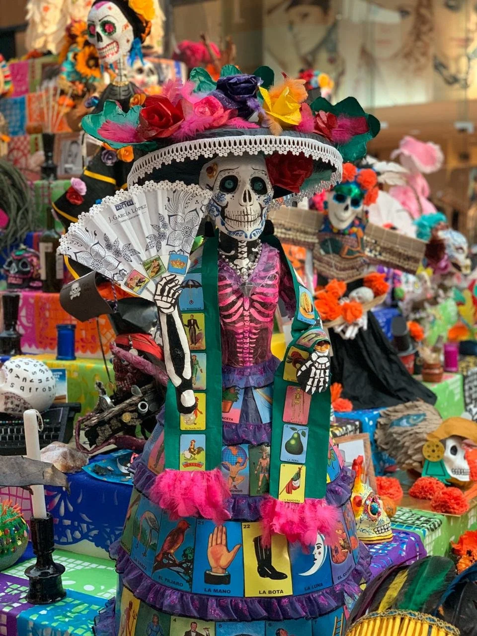Dia de muertos decorations in mexico, cartoneria