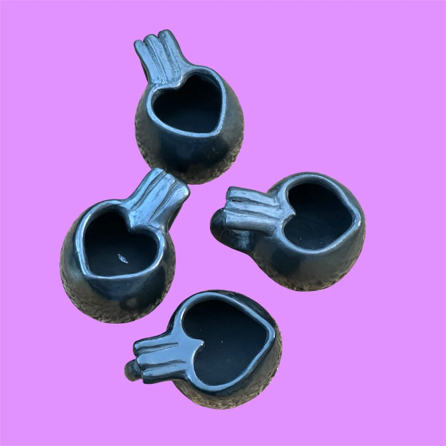 Barro Negro Mini Heart Espresso Cups | Mexican Handmade Pair