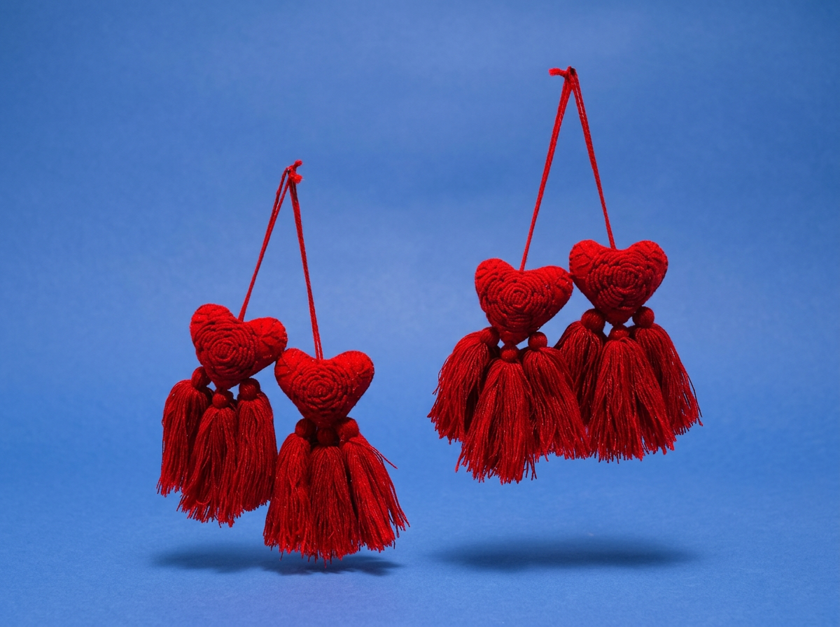 Red Heart Embroidered Charms