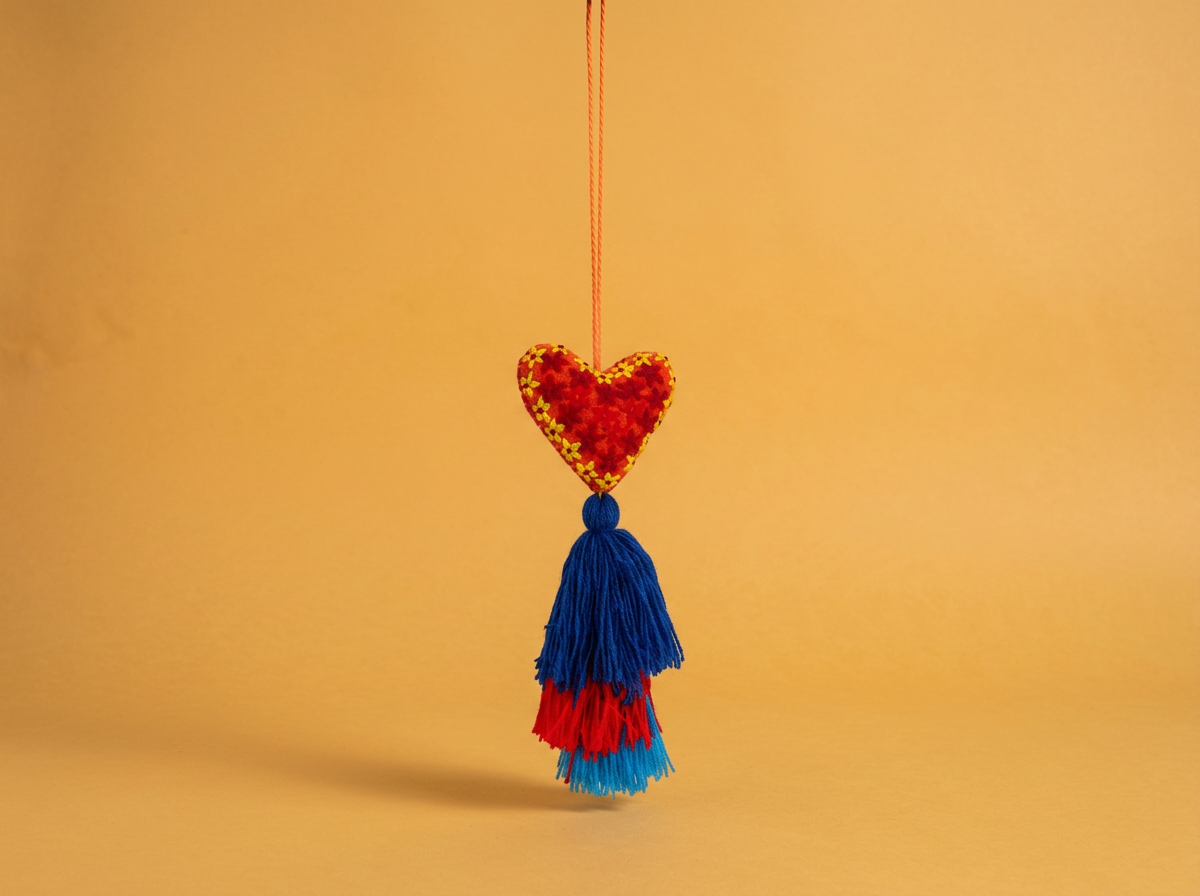 Multicoloured Heart Embroidered Charms | Chiapas, Mexico | Rooted in Mexico