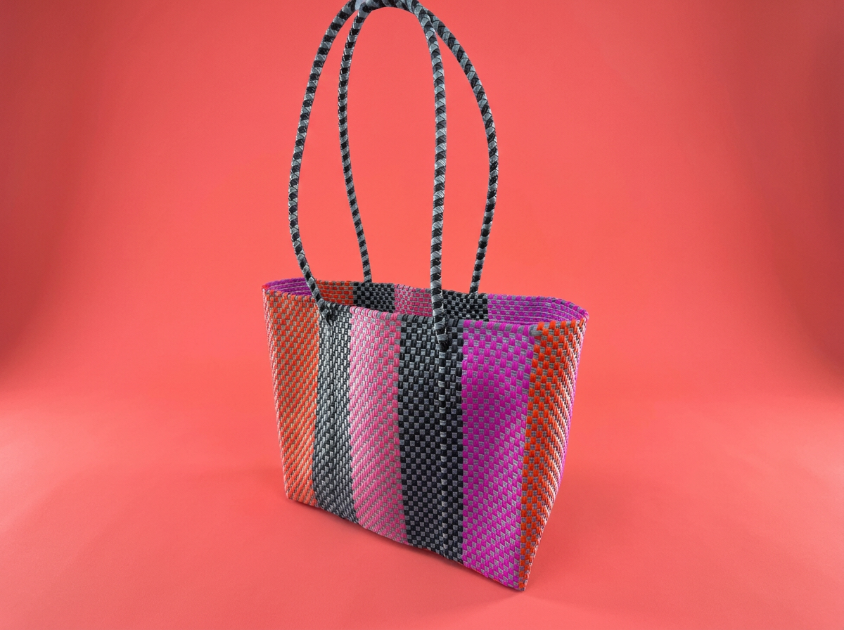 Oaxaca Stripe Tote Bag (Medium) | Handwoven Market Bag from Mexico | Rooted in Mexico