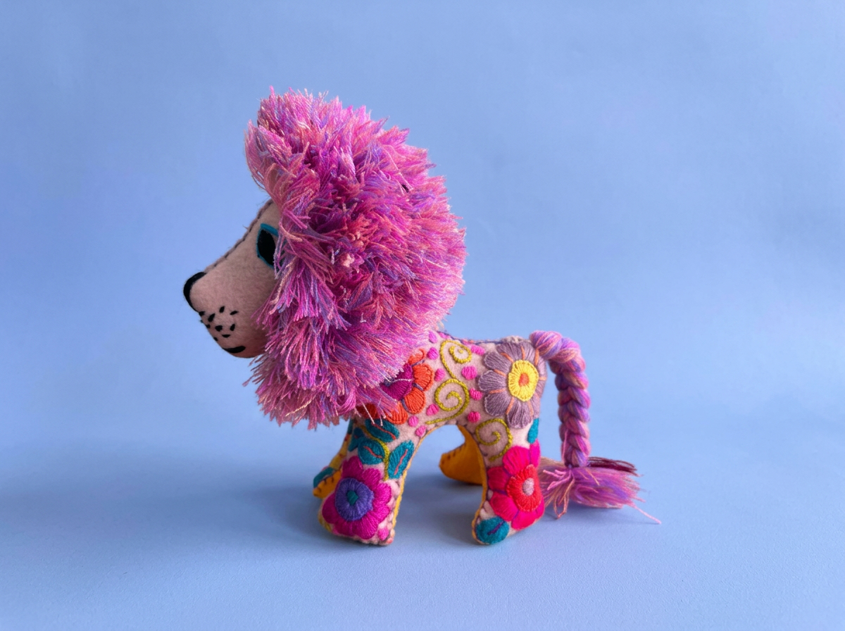 Hand-Embroidered Lion Soft Toy | Chiapas, Mexico | Rooted in Mexico