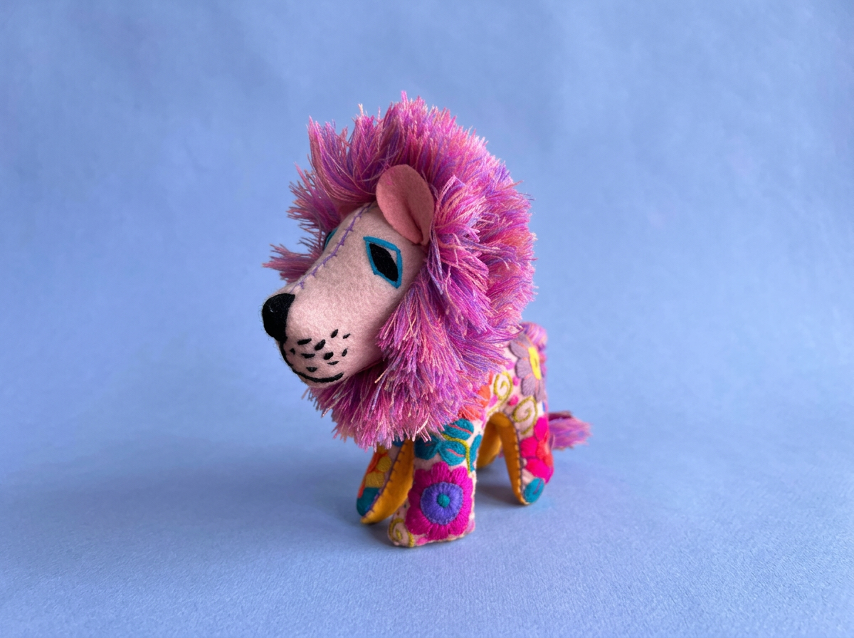 Hand-Embroidered Lion Soft Toy | Chiapas, Mexico | Rooted in Mexico