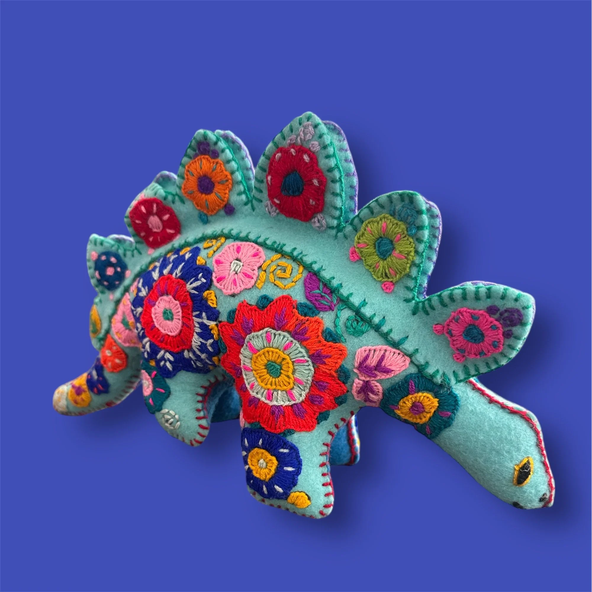 Embroidered Dinosaur Plushie Handmade in Chiapas, Mexico