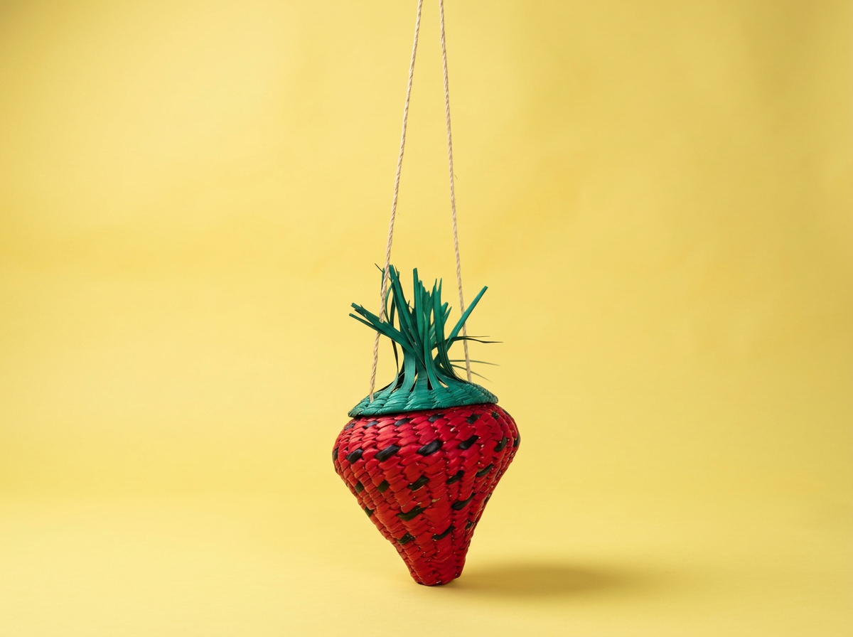 Handwoven Palm Leaf Strawberry Bag